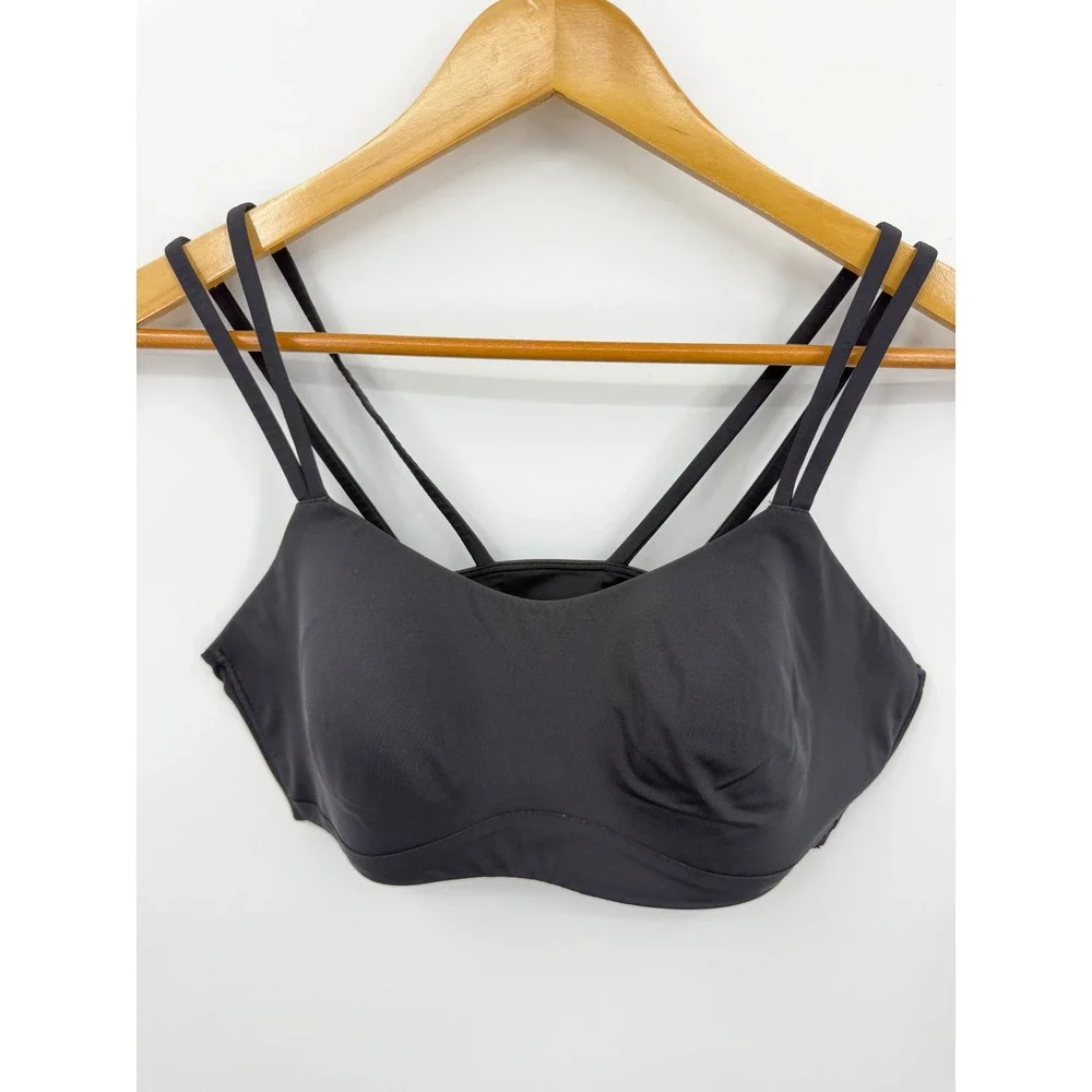 Lululemon like a cloud Sports Bra Women 12 Black Strappy Back Yoga Gym